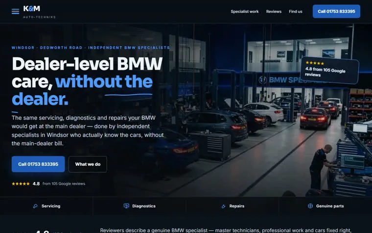 Preview of the K&M Auto-Techniks demo site